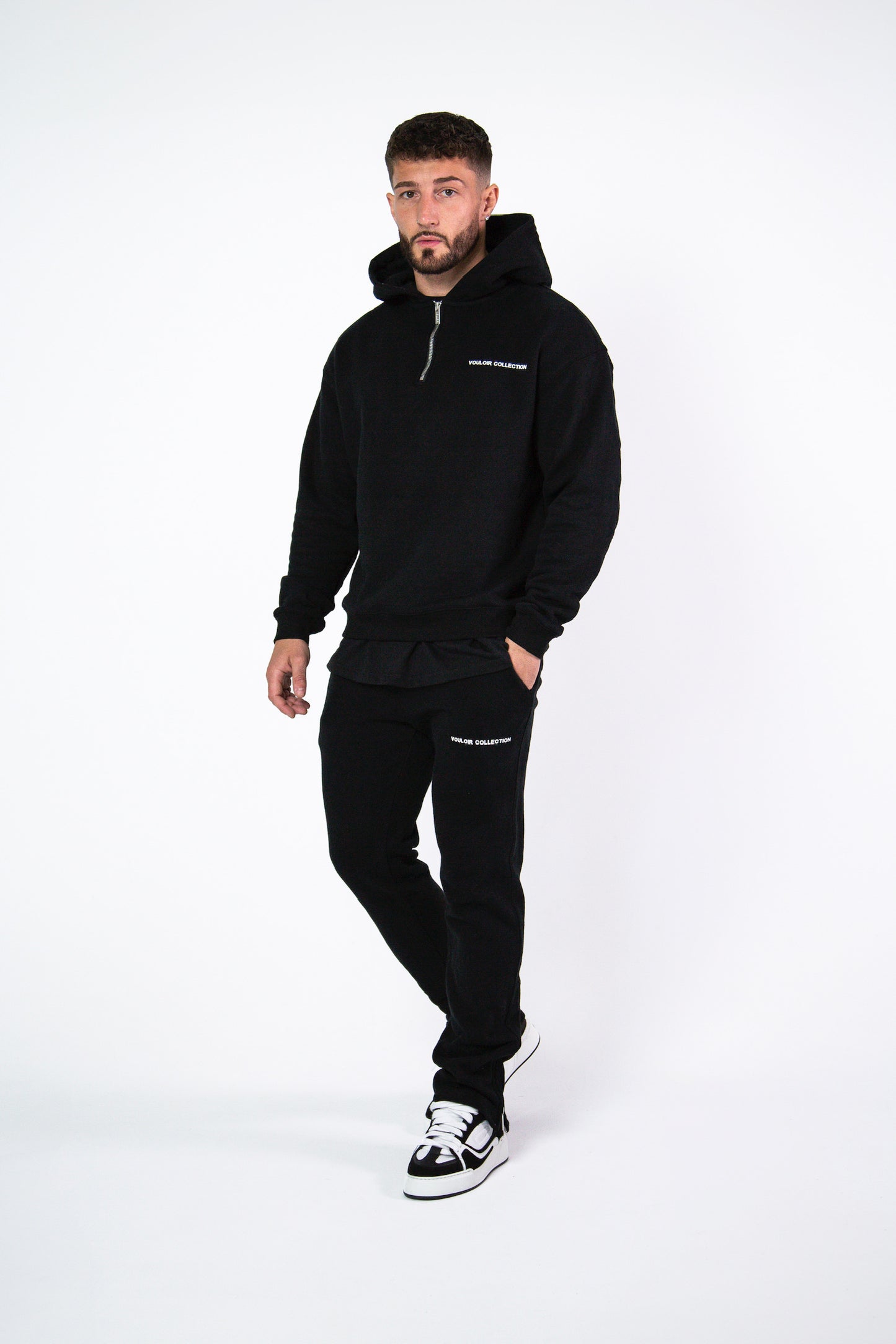 Quarter Zip Hoodie - Black