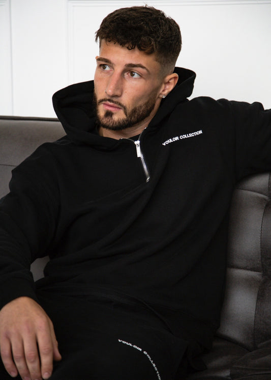 Quarter Zip Hoodie - Black